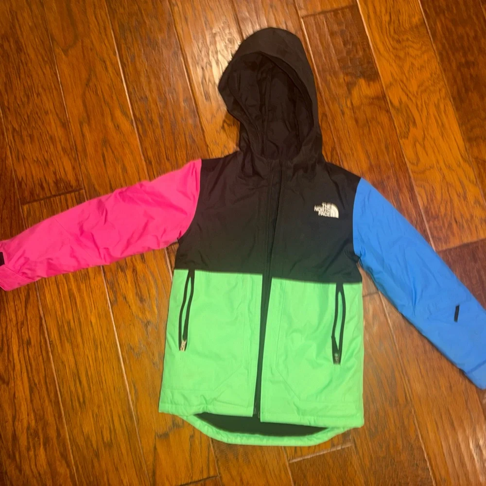 The North Face Kids Multicolor Puffer Jacket - Pink, Black, Green, Blue - Picture 1 of 5